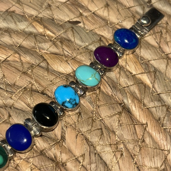 925 Sterling Silver and Multi-color precious Stone bracelet. - Picture 11 of 13